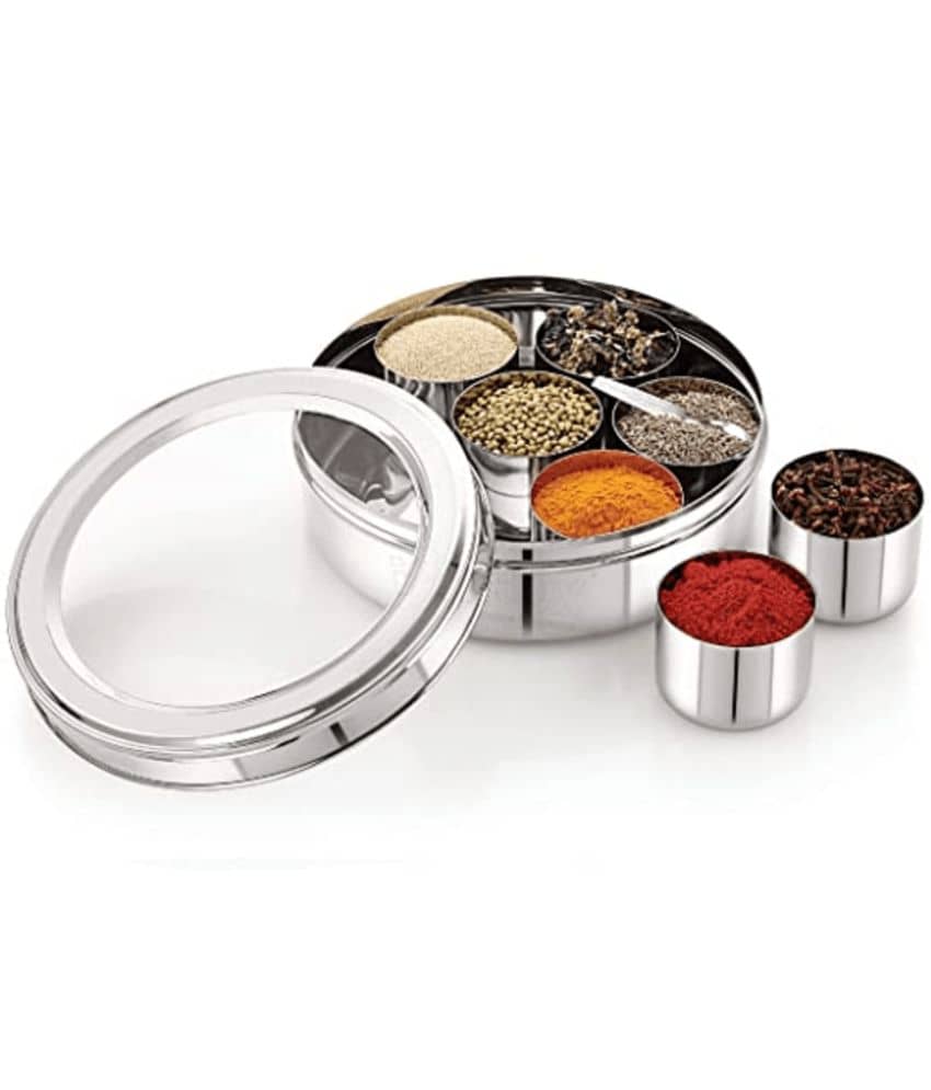 ATROCK Masala Dabba Steel Silver Spice Container ( Set of 1 )
