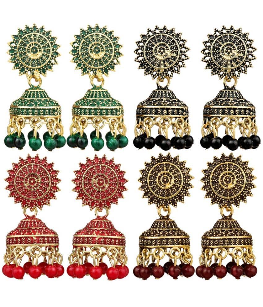 FASHION FRILL - Multi Color Jhumki Earrings ( Pack of 4 ) - Earrings | Buy online on ZillyBuy