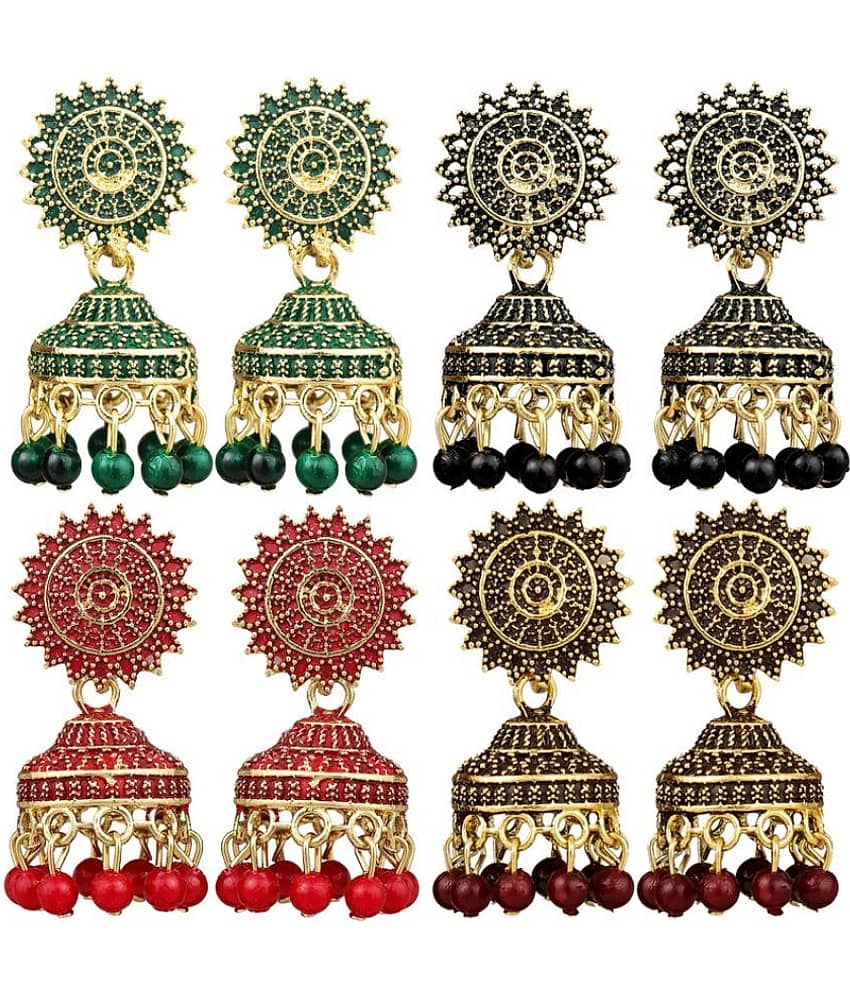 FASHION FRILL - Multi Color Jhumki Earrings ( Pack of 4 ) - Earrings | Buy online on ZillyBuy