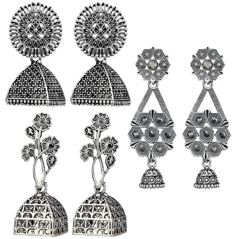     			FASHION FRILL - Multi Color Jhumki Earrings ( Pack of 3 )