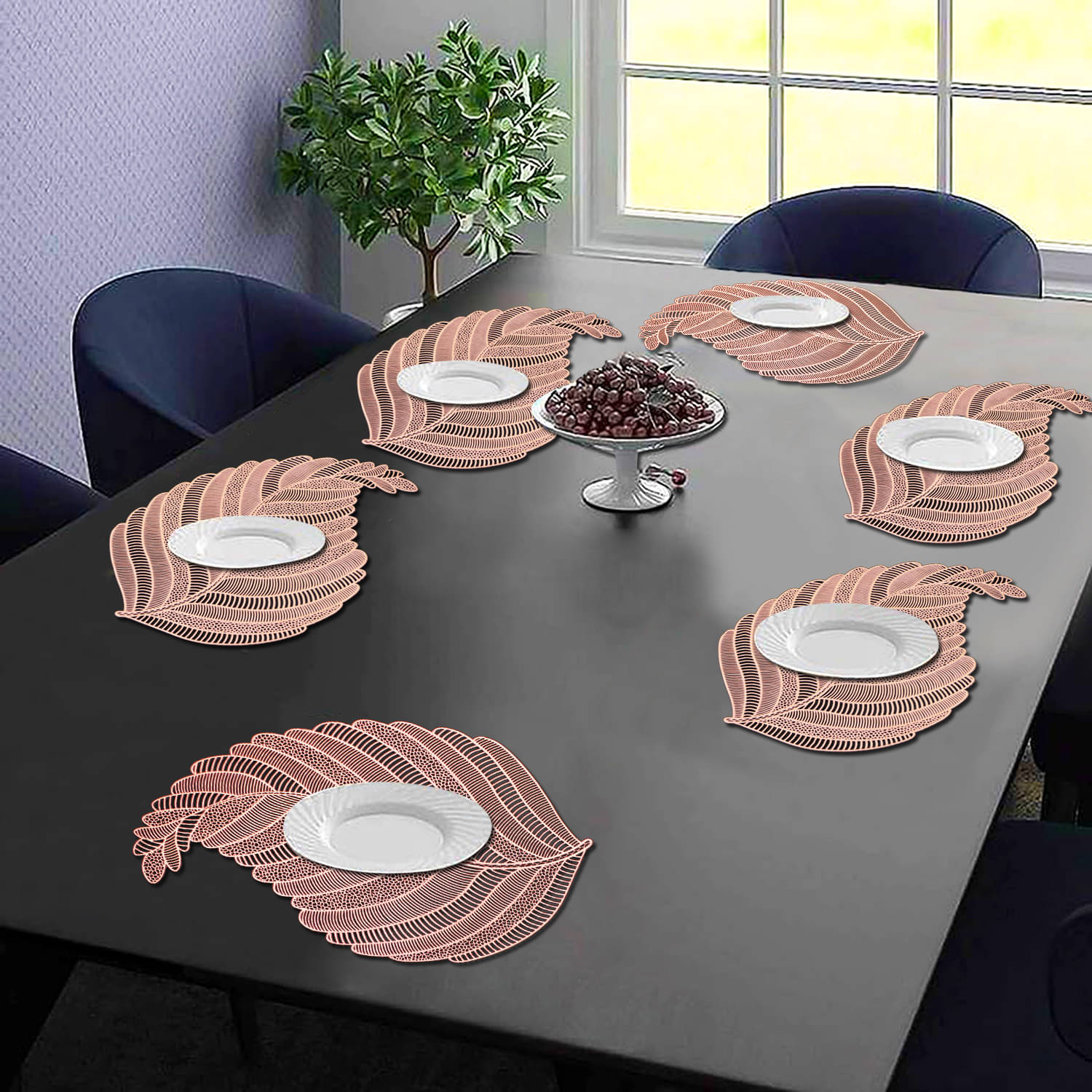 PVC Abstract Printed Rectangle Table Mats ( 45 cm x 30 cm ) Pack of 6 - Brown PVC Abstract Printed Rectangle Table Mats ( 45 cm x 30 cm ) Pack of 6 - Brown