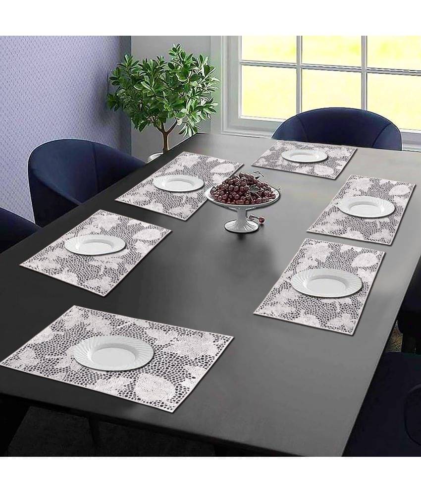     			PVC Abstract Printed Rectangle Table Mats ( 45 cm x 30 cm ) Pack of 6 - Silver