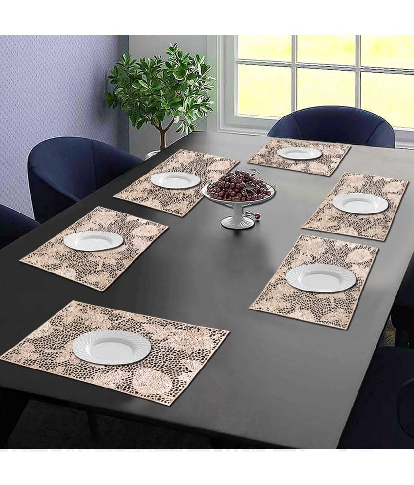     			PVC Abstract Printed Rectangle Table Mats ( 45 cm x 30 cm ) Pack of 6 - Gold