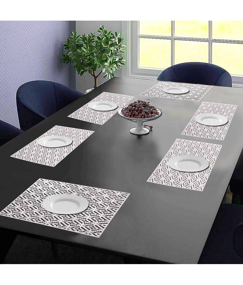     			PVC Abstract Printed Rectangle Table Mats ( 45 cm x 30 cm ) Pack of 6 - Silver
