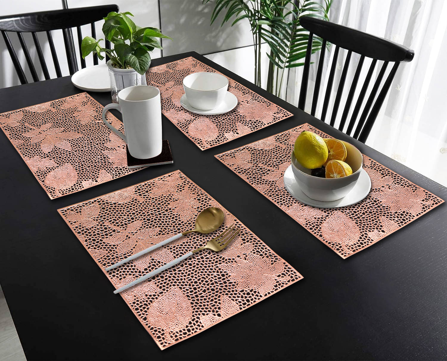 PVC Abstract Printed Rectangle Table Mats ( 45 cm x 30 cm ) Pack of 4 - Brown PVC Abstract Printed Rectangle Table Mats ( 45 cm x 30 cm ) Pack of 4 - Brown