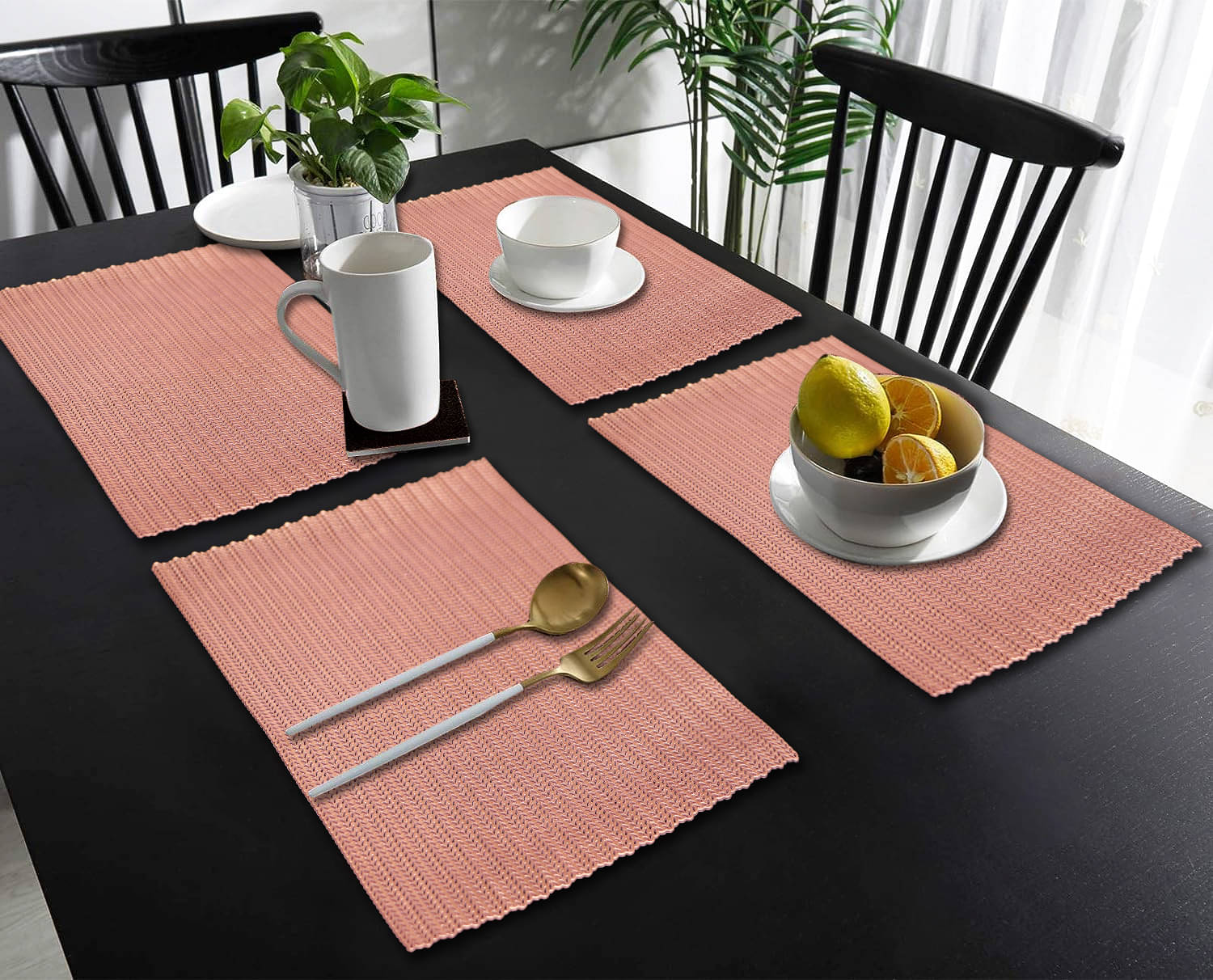 PVC Abstract Printed Rectangle Table Mats ( 45 cm x 30 cm ) Pack of 4 - Brown PVC Abstract Printed Rectangle Table Mats ( 45 cm x 30 cm ) Pack of 4 - Brown