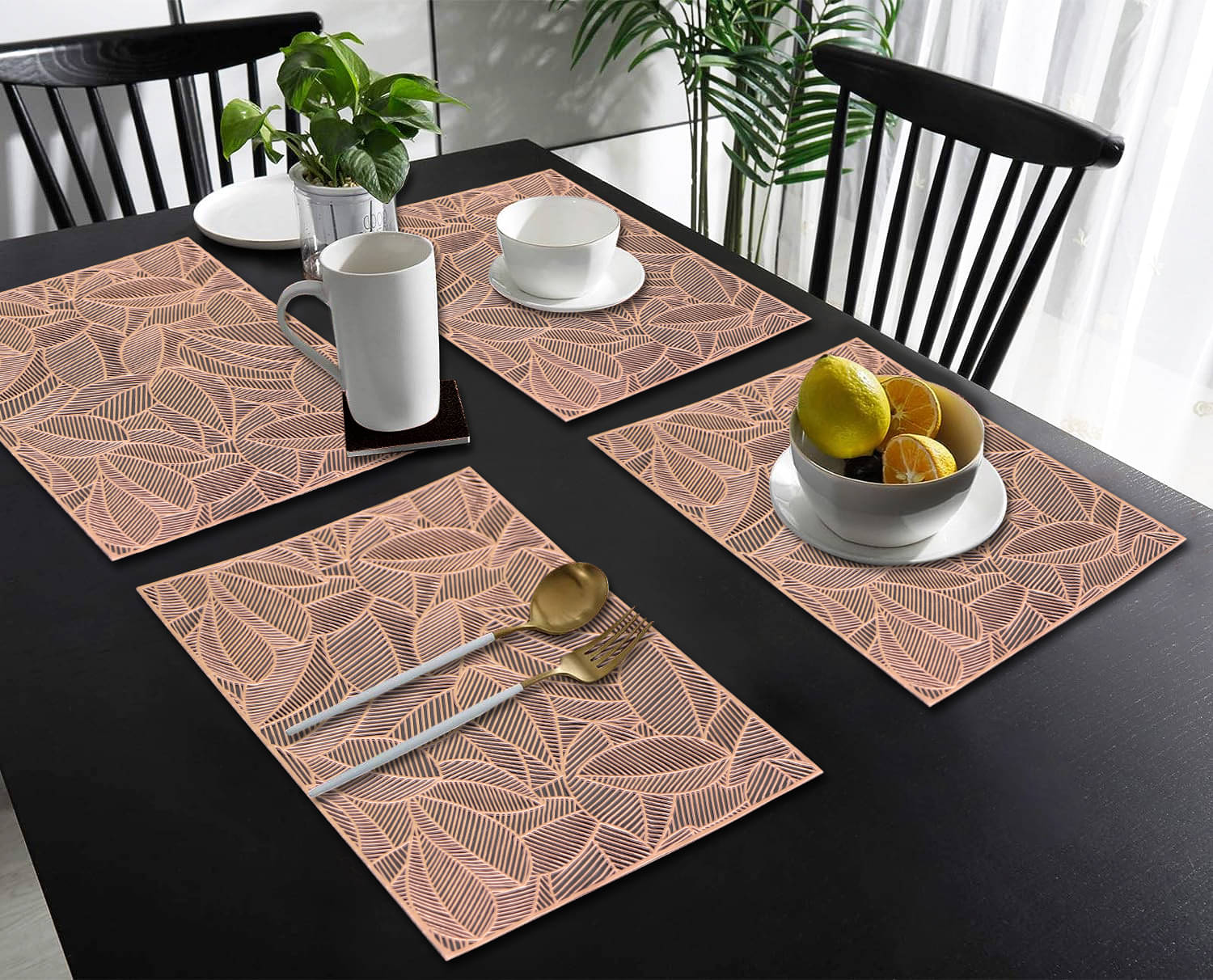 PVC Abstract Printed Rectangle Table Mats ( 45 cm x 30 cm ) Pack of 4 - Brown PVC Abstract Printed Rectangle Table Mats ( 45 cm x 30 cm ) Pack of 4 - Brown