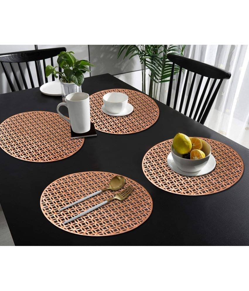     			PVC Abstract Round Table Mats ( 38 cm x 38 cm ) Pack of 4 - Brown