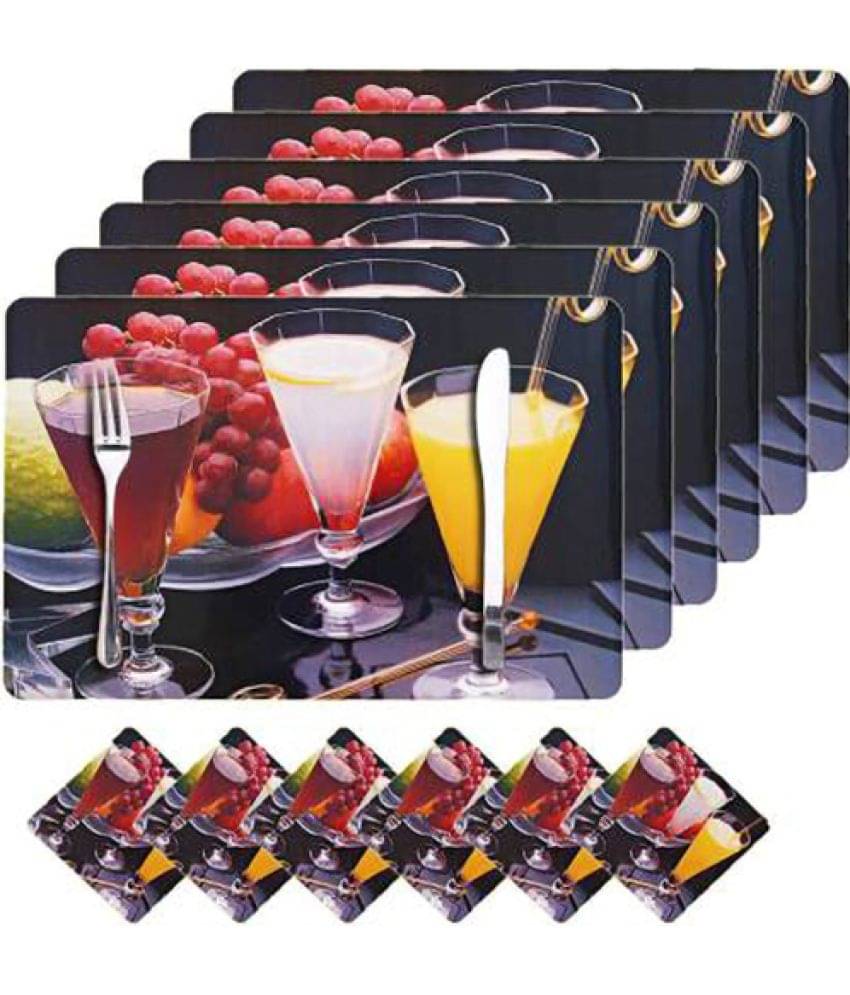 PVC Graphic Rectangle Table Mats & Coasters ( 44 cm x 29 cm ) Pack of 12 - Multi PVC Graphic Rectangle Table Mats & Coasters ( 44 cm x 29 cm ) Pack of 12 - Multi