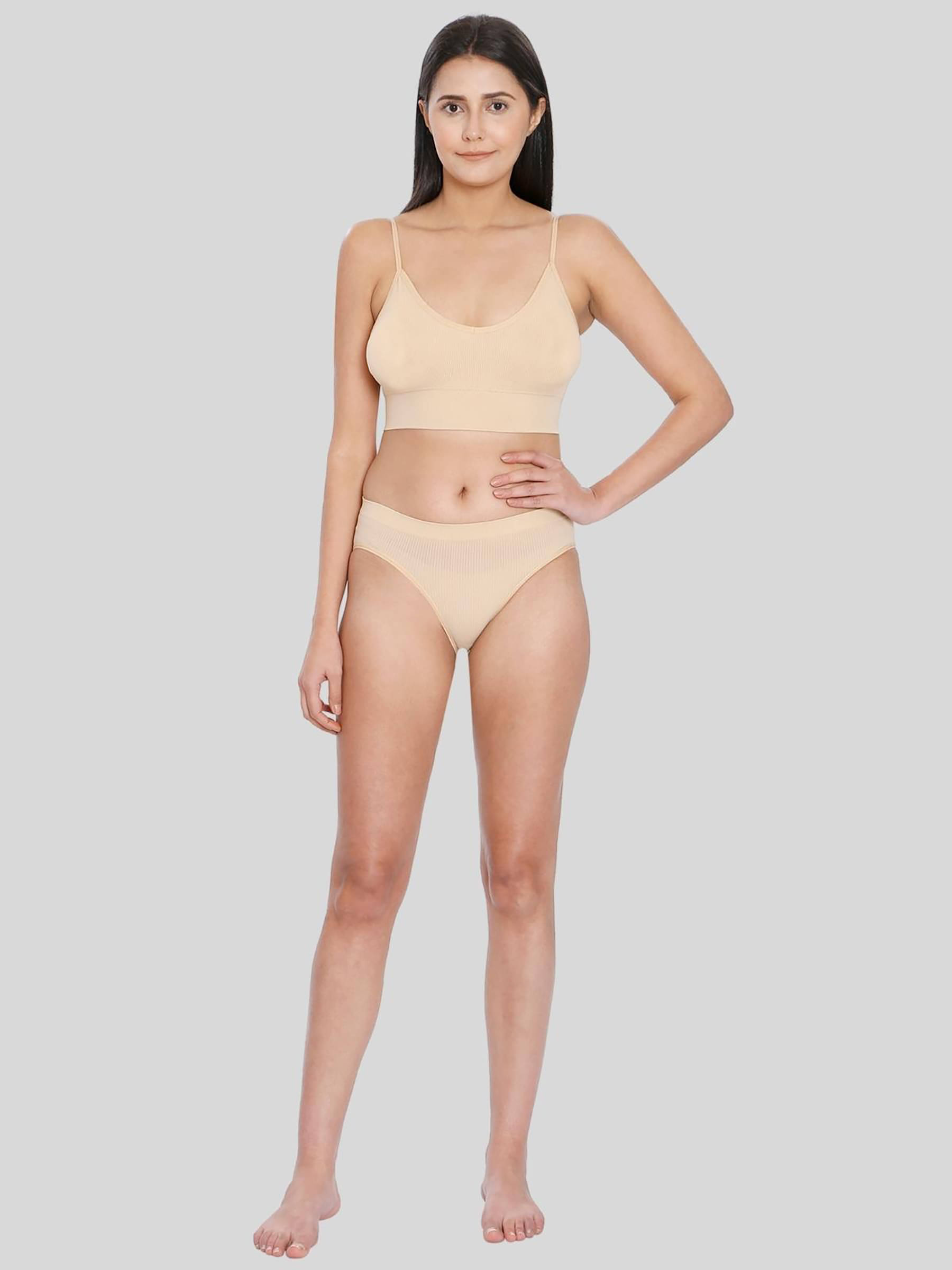     			ILRASO Poly Cotton Women's Bra & Panty Set ( Beige )