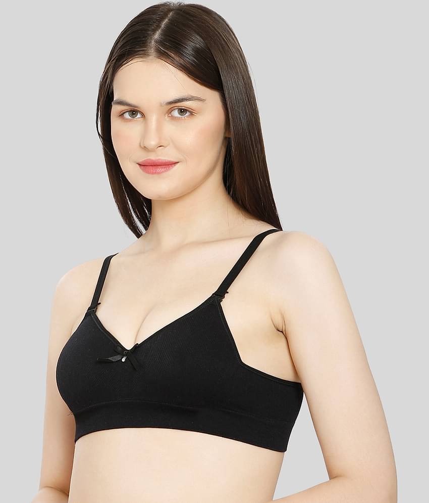 ILRASO Cotton Non Padded Women's T-Shirt Bra ( Black )