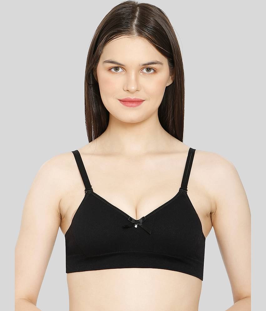 ILRASO Cotton Non Padded Women's T-Shirt Bra ( Black )