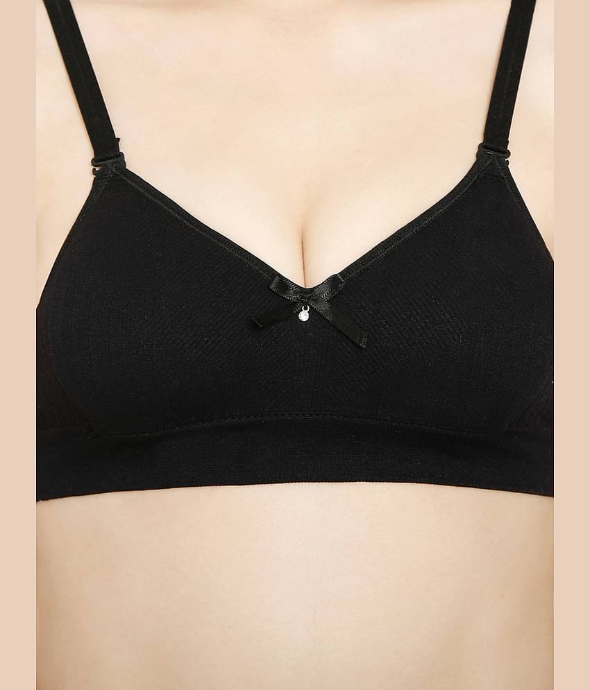 ILRASO Cotton Non Padded Women's T-Shirt Bra ( Black )