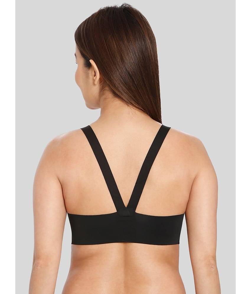 ILRASO Satin Removable Padding Women's Plunge Bra ( Black )