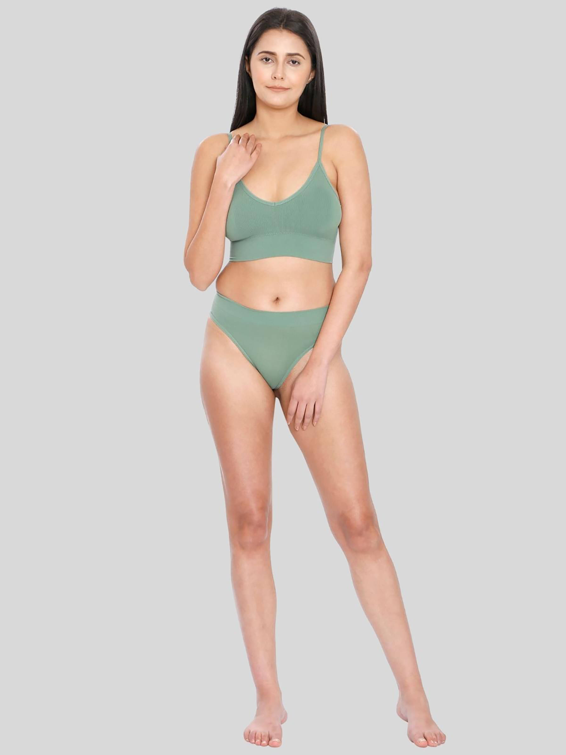     			ILRASO Poly Cotton Women's Bra & Panty Set ( Green )
