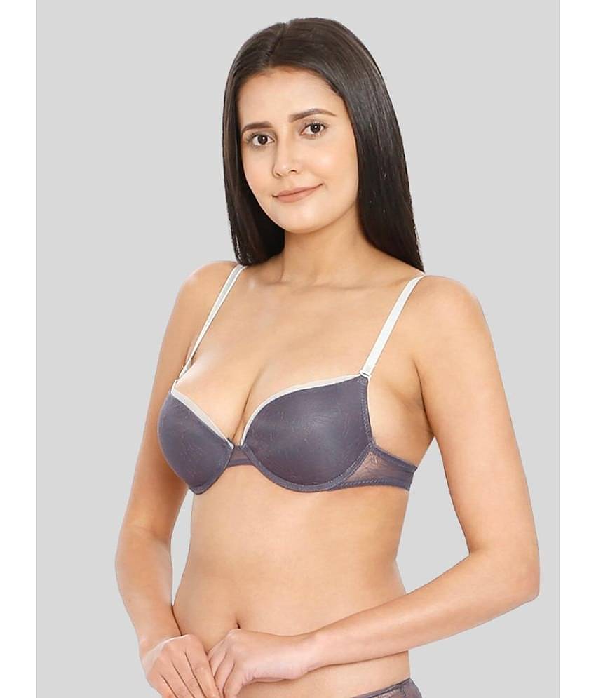 ILRASO Elastane Lightly Padded Women's Push Up Bra ( Light Grey )