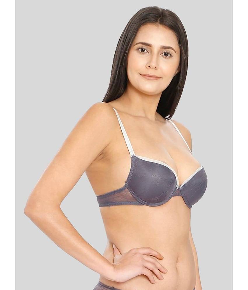 ILRASO Elastane Lightly Padded Women's Push Up Bra ( Light Grey )