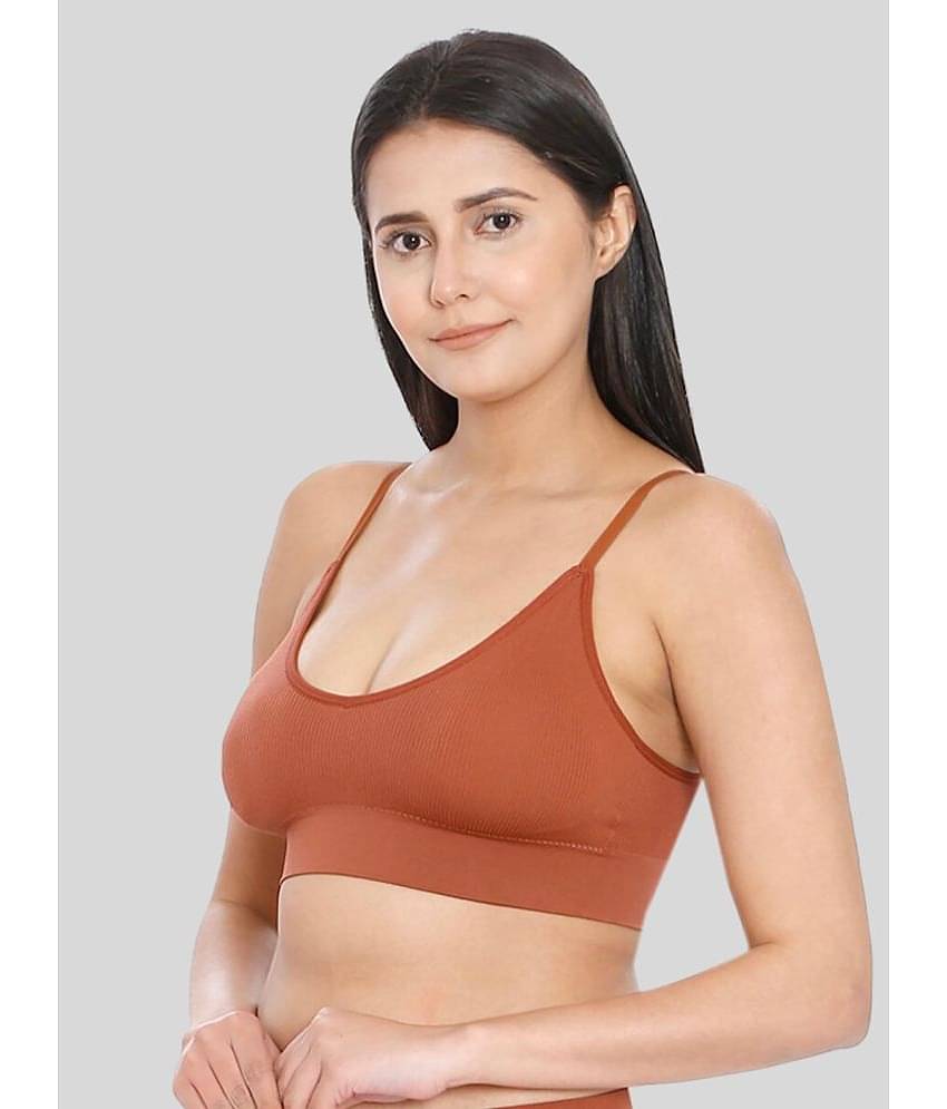 ILRASO Satin Removable Padding Women's Plunge Bra ( Rust )