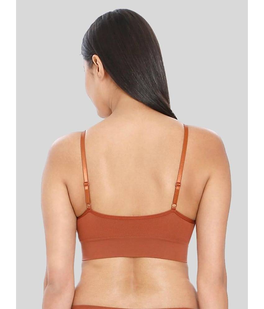 ILRASO Satin Removable Padding Women's Plunge Bra ( Rust )