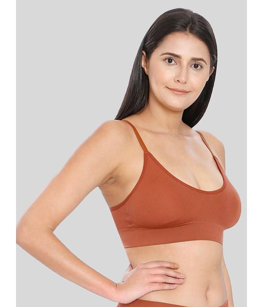 ILRASO Satin Removable Padding Women's Plunge Bra ( Rust )