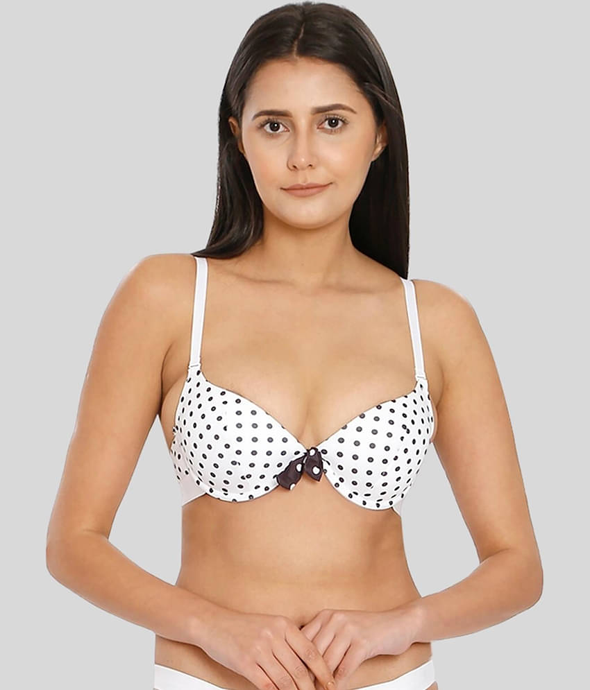 ILRASO Nylon Lightly Padded Women's Push Up Bra ( White )
