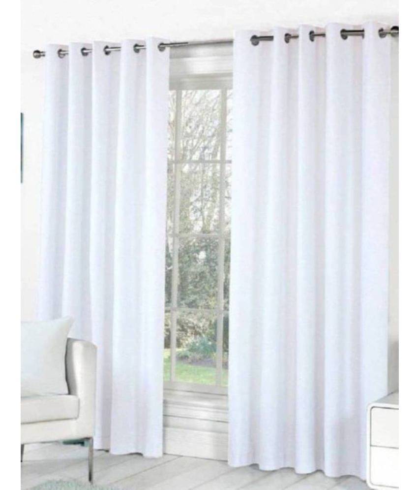 N2C Home Solid Semi-Transparent Eyelet Curtain 5 ft ( Pack of 2 ) - White N2C Home Solid Semi-Transparent Eyelet Curtain 5 ft ( Pack of 2 ) - White