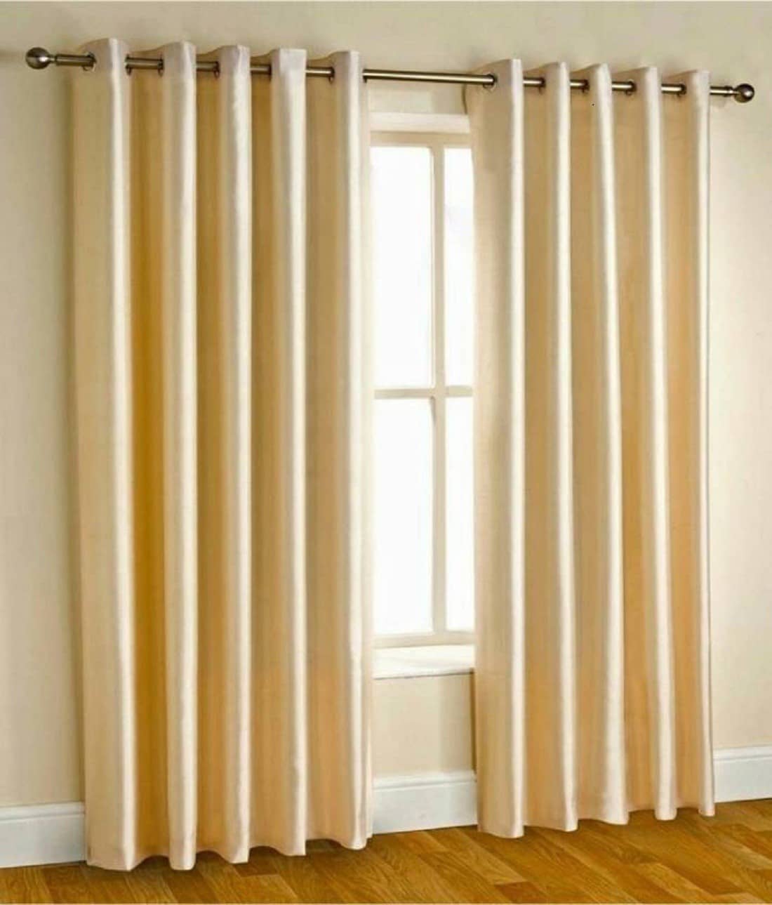 N2C Home Solid Semi-Transparent Eyelet Curtain 7 ft ( Pack of 2 ) - Cream