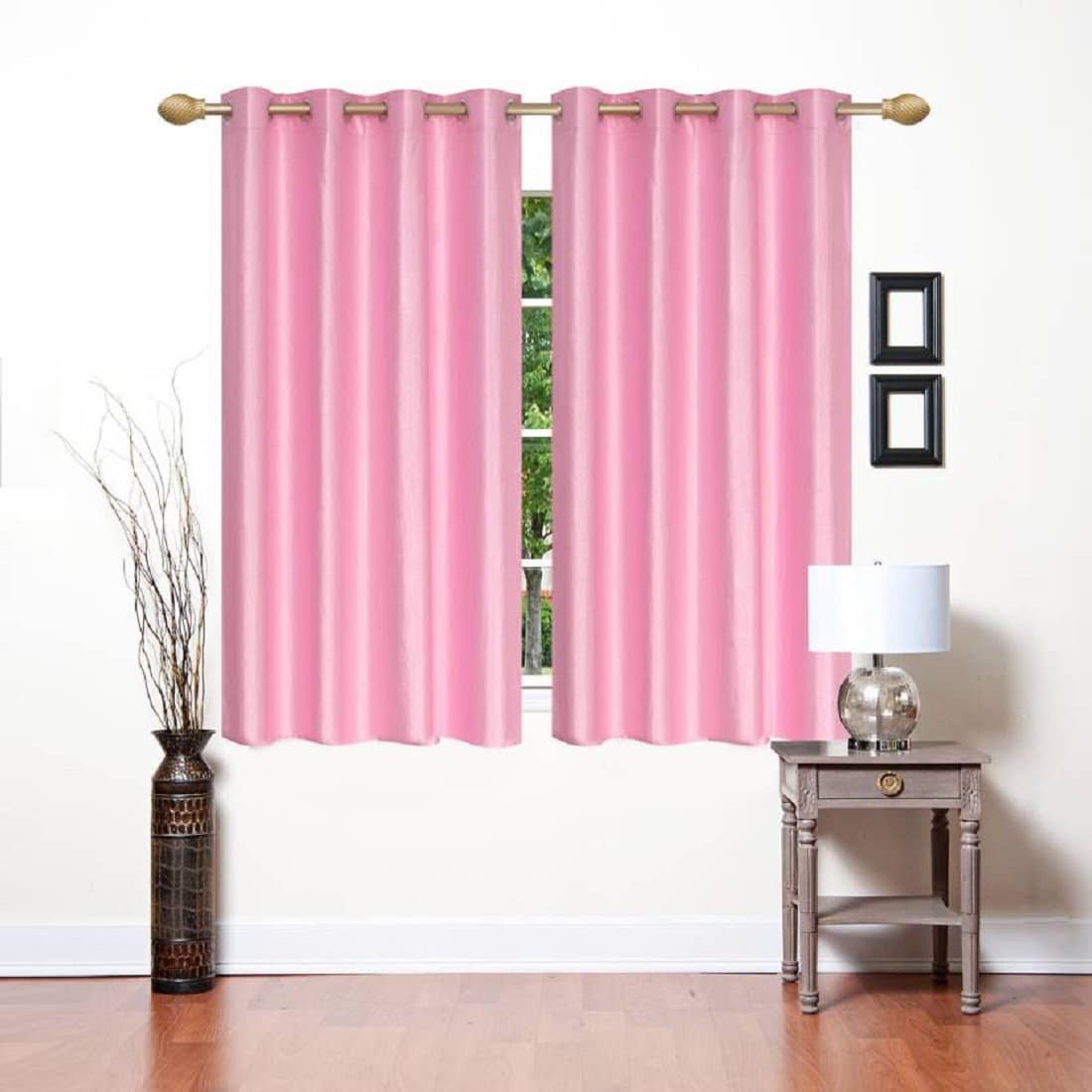N2C Home Solid Semi-Transparent Eyelet Curtain 5 ft ( Pack of 2 ) - Pink