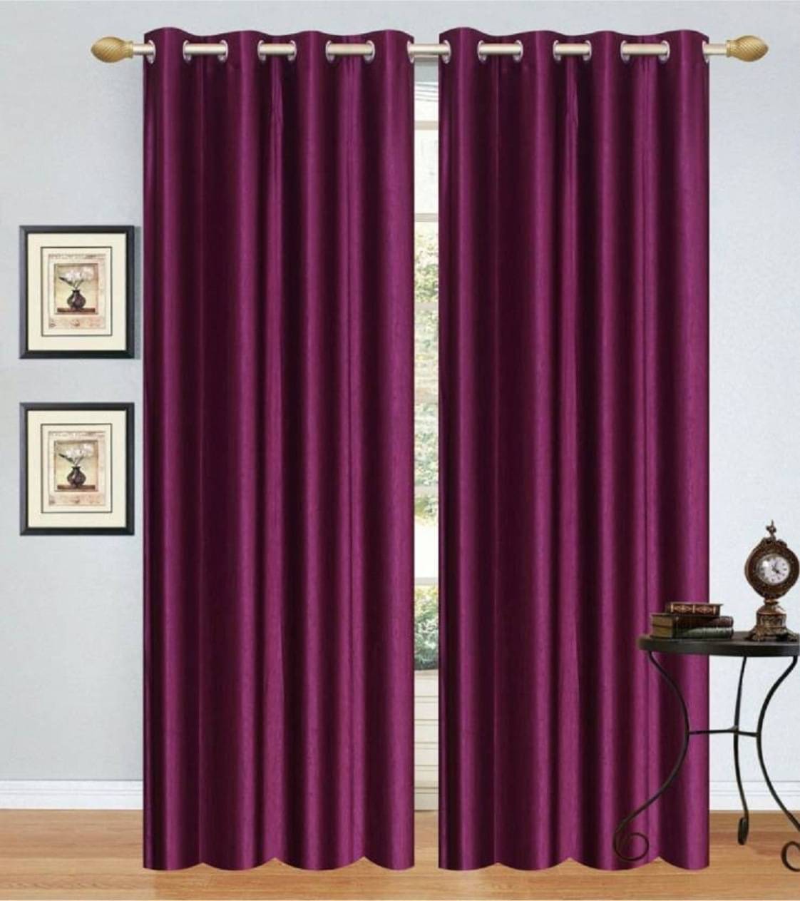 N2C Home Solid Semi-Transparent Eyelet Curtain 7 ft ( Pack of 2 ) - Wine N2C Home Solid Semi-Transparent Eyelet Curtain 7 ft ( Pack of 2 ) - Wine