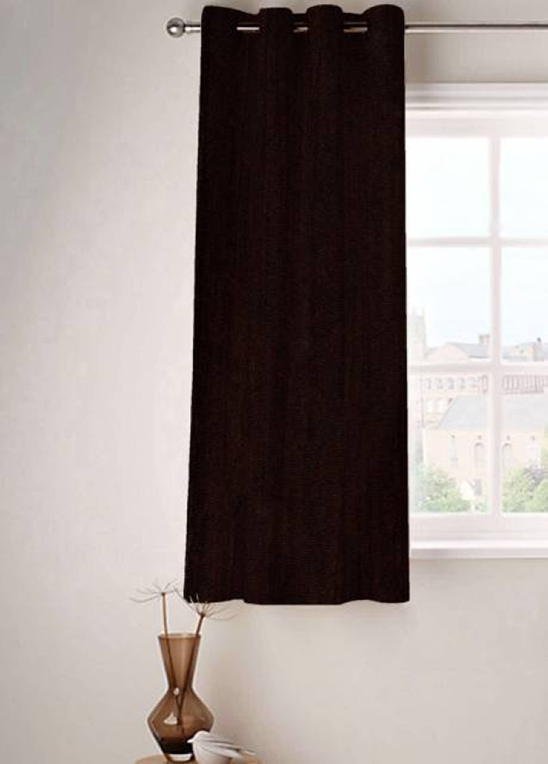     			N2C Home Solid Semi-Transparent Eyelet Curtain 5 ft ( Pack of 1 ) - Brown