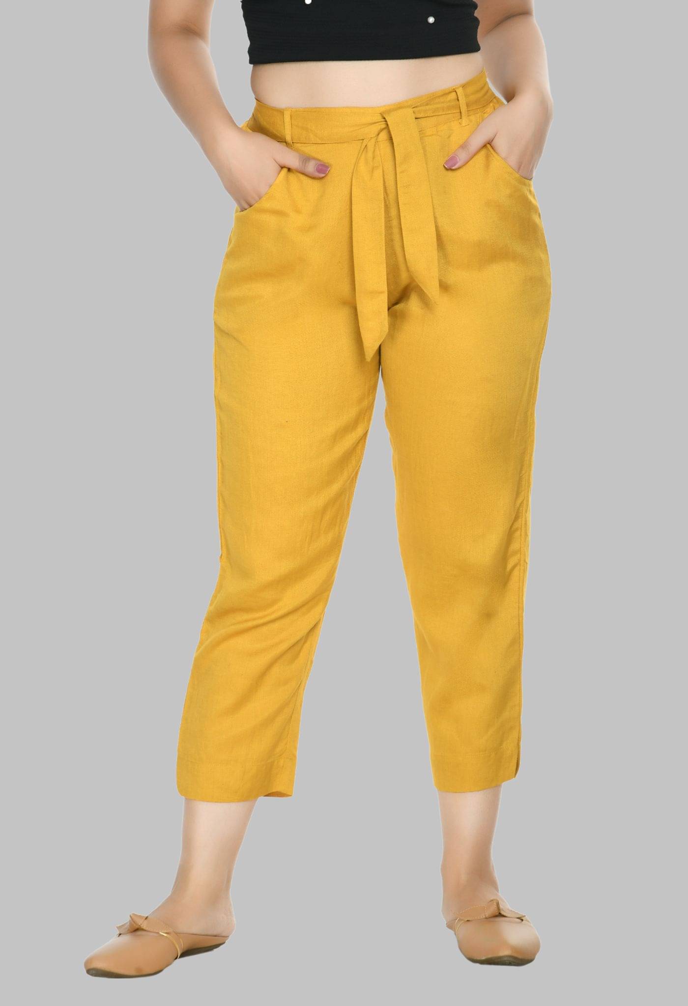     			PREEGO - Mustard Rayon Regular Women's Casual Pants ( Pack of 1 )