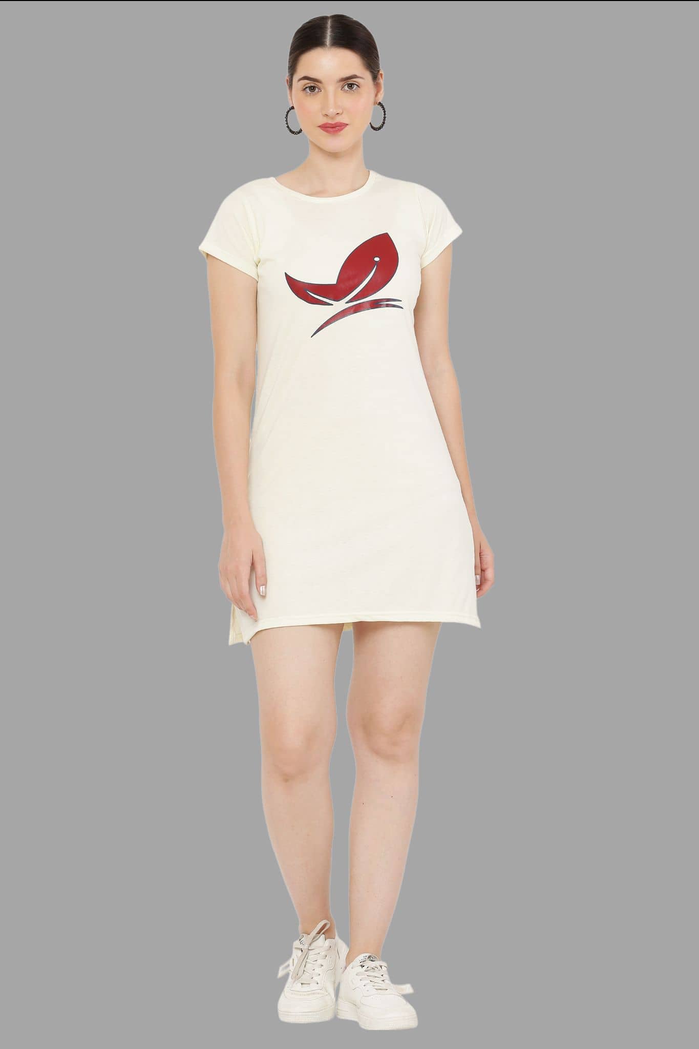 PREEGO - Off White Cotton Blend Women's Nightwear Night T-Shirt ( Pack of 1 ) - Nightwear & Loungewear | Buy online on ZillyBuy
