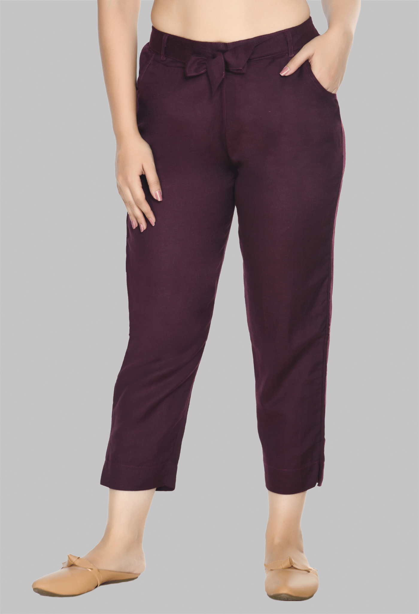     			PREEGO - Wine Rayon Regular Women's Casual Pants ( Pack of 1 )
