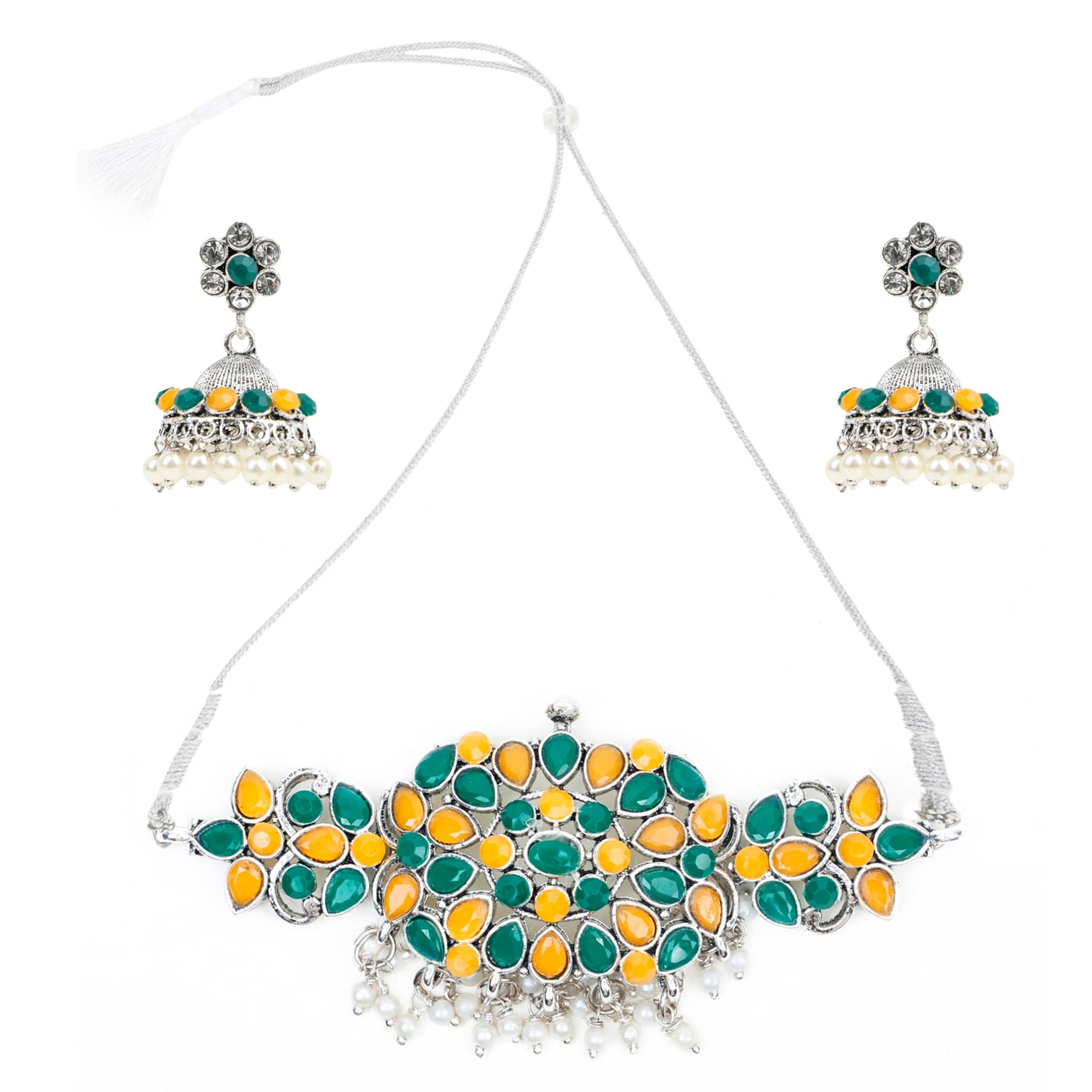 PUJVI - Multi Color Alloy Necklace Set ( Pack of 1 )