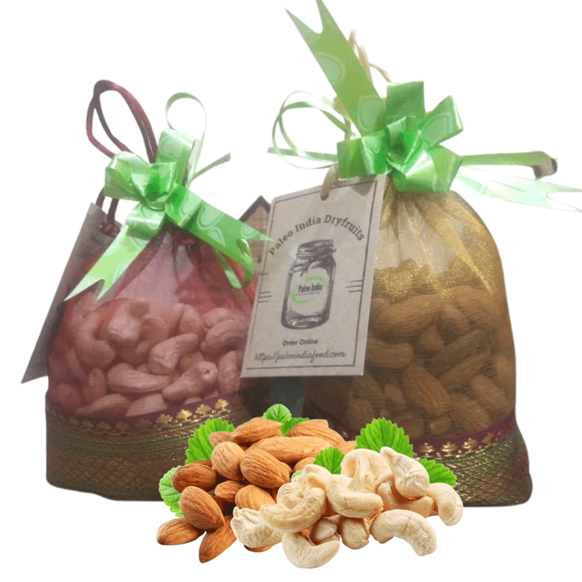     			Paleo India 400g Gifts Potli Dry Fruits Gifts Pack|Cashews Kaju 200g Almonds Badam 200g