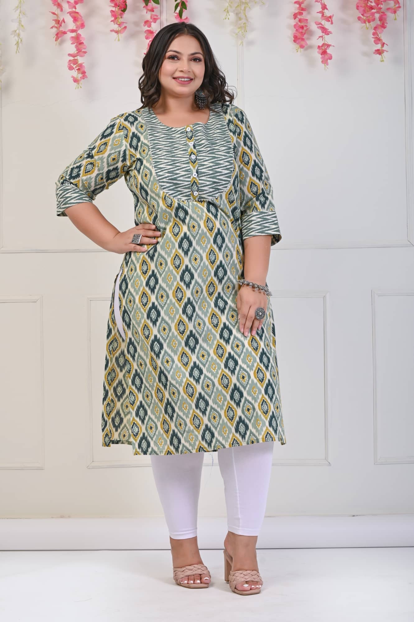 Swasti Cotton Printed Straight Women's Kurti - Green ( Pack of 1 ) - Kurtis, Tunics | Buy online on ZillyBuy