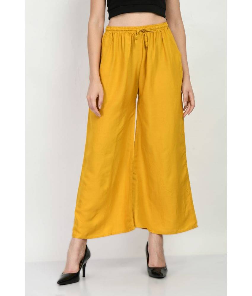     			maurya enterprises - Mustard Rayon Flared Women's Palazzos ( Pack of 1 )
