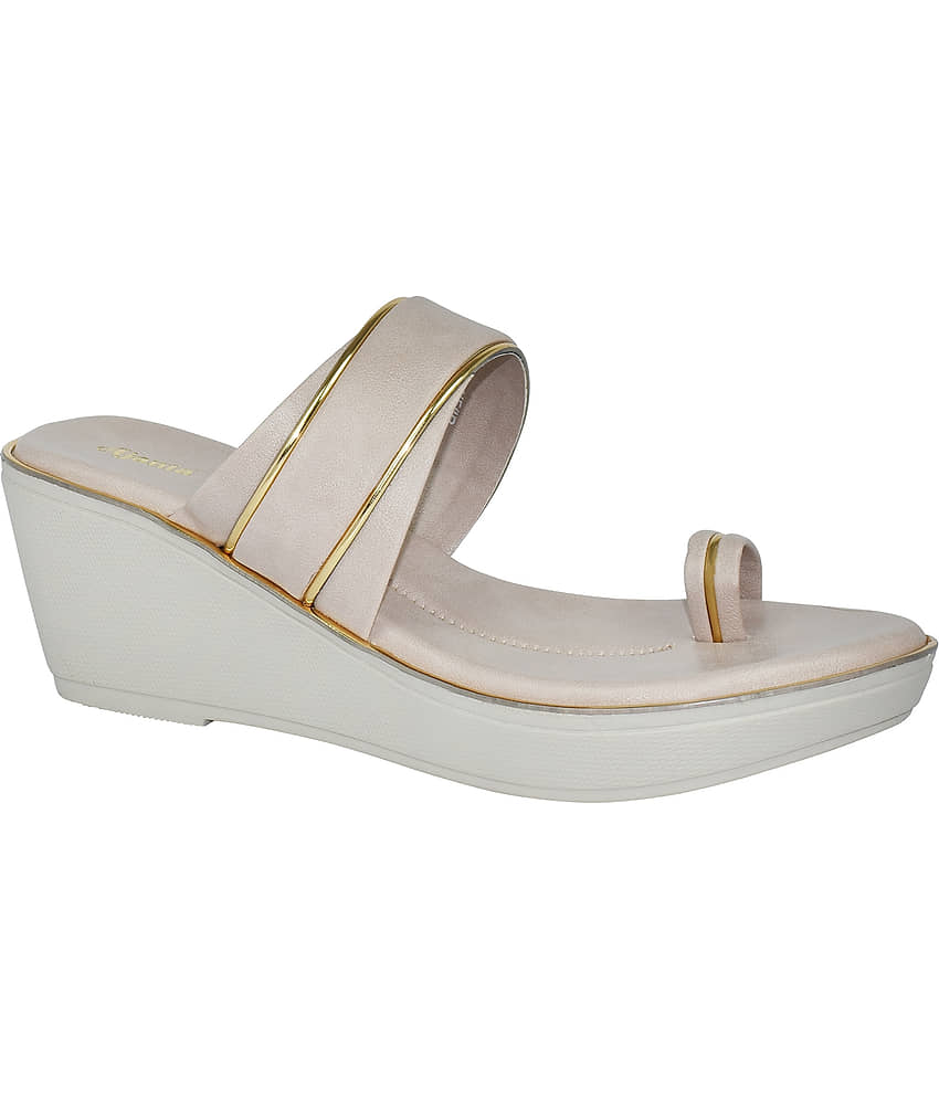 Ajanta - Beige Women's Slip On Heels - Heels | Buy online on ZillyBuy