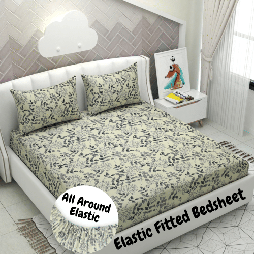 Apala Microfibre Floral 1 Bedsheet with 2 Pillow Covers - Cream Apala Microfibre Floral 1 Bedsheet with 2 Pillow Covers - Cream