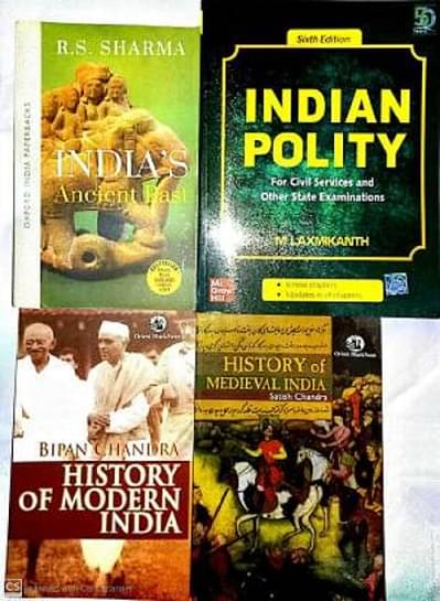     			BOOKS FOR UPSC And All Competative Exams Set Of 4 (Laxmikant-Ploity,Satish Chandra-Medieval,Rs Sharma-Ancient,Bipin Chandra-Modern History)  (paper bind, Laxmikant, rs sharma, satish chandra, bipinchandra)
