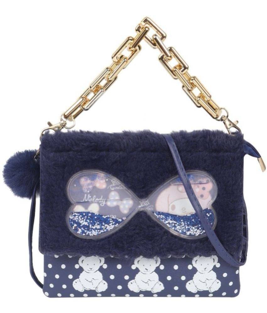     			Cherry Tree - Navy Blue Faux Leather Sling Bag