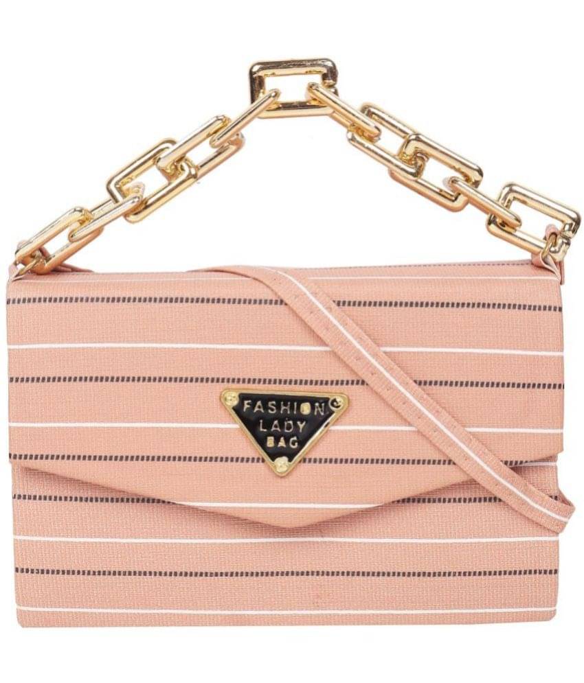     			Cherry Tree - Peach Faux Leather Sling Bag