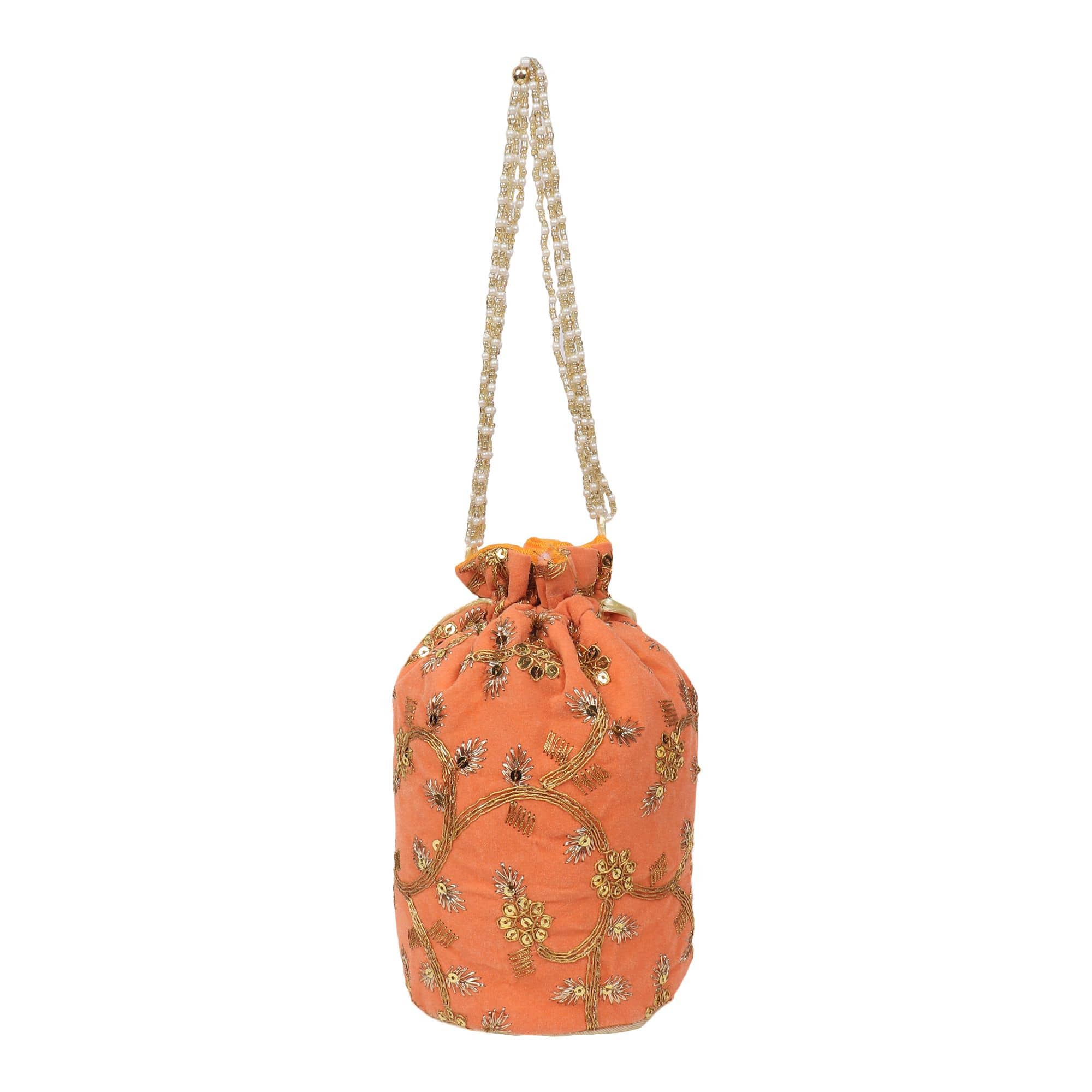 CherryTree - Orange Fabric Potli - Handbags | Buy online on ZillyBuy