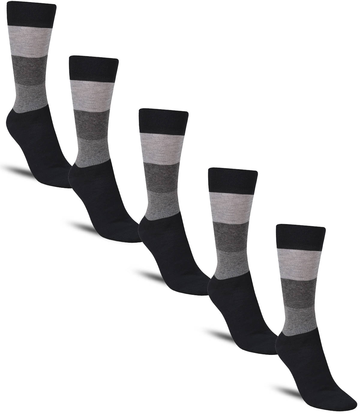 Dollar - Cotton Men's Striped Black Full Length Socks ( Pack of 5 ) Dollar - Cotton Men's Striped Black Full Length Socks ( Pack of 5 )