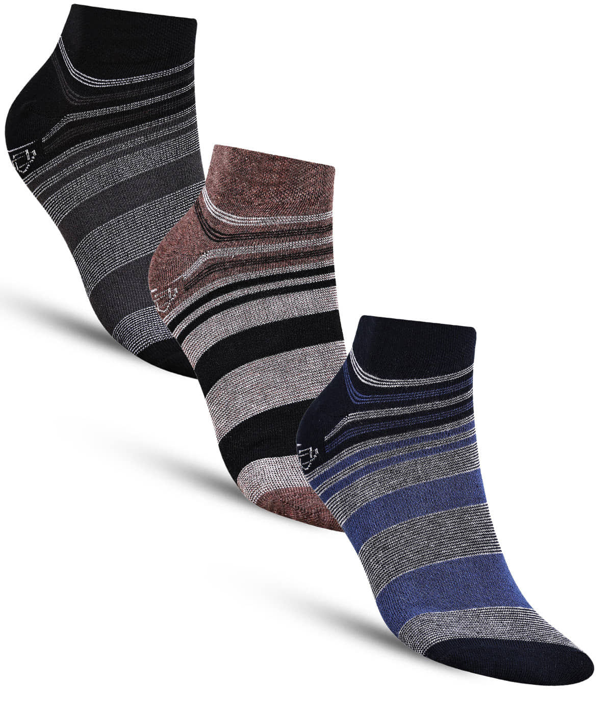Dollar - Cotton Men's Striped Multicolor Ankle Length Socks ( Pack of 3 ) - Socks | Buy online on ZillyBuy