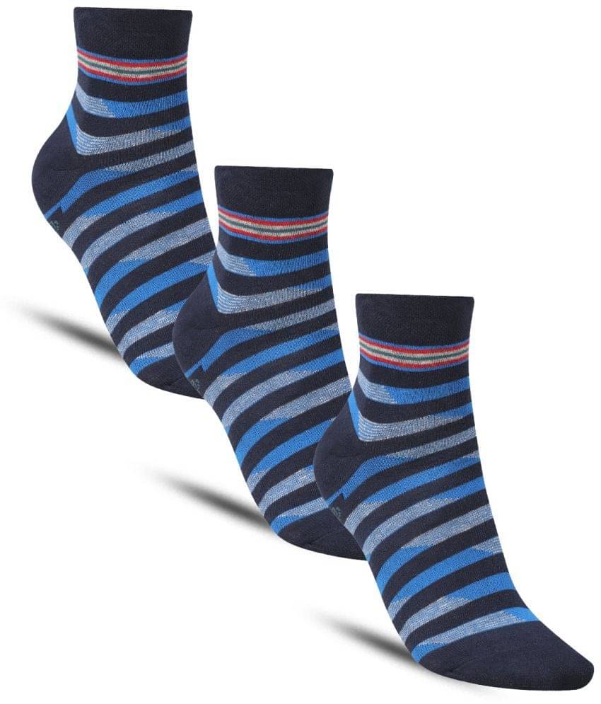 Dollar - Cotton Men's Striped Blue Ankle Length Socks ( Pack of 3 ) Dollar - Cotton Men's Striped Blue Ankle Length Socks ( Pack of 3 )