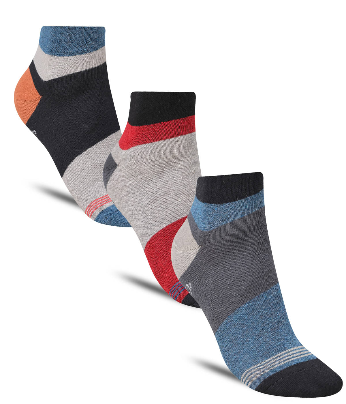    			Dollar - Cotton Men's Striped Multicolor Ankle Length Socks ( Pack of 3 )