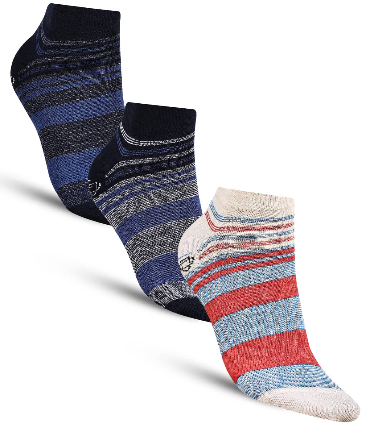     			Dollar - Cotton Men's Striped Multicolor Ankle Length Socks ( Pack of 3 )