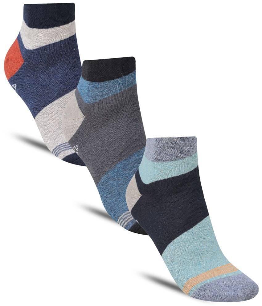 Dollar - Cotton Men's Striped Multicolor Ankle Length Socks ( Pack of 3 ) Dollar - Cotton Men's Striped Multicolor Ankle Length Socks ( Pack of 3 )