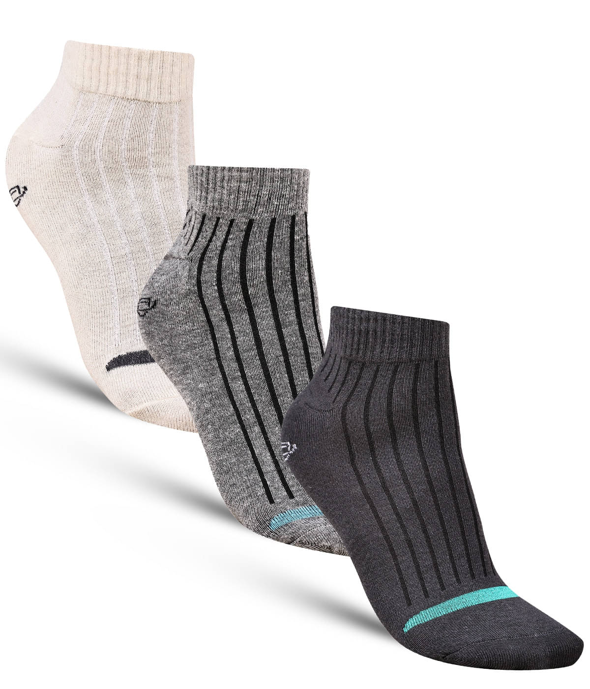     			Dollar - Cotton Men's Striped Multicolor Ankle Length Socks ( Pack of 3 )